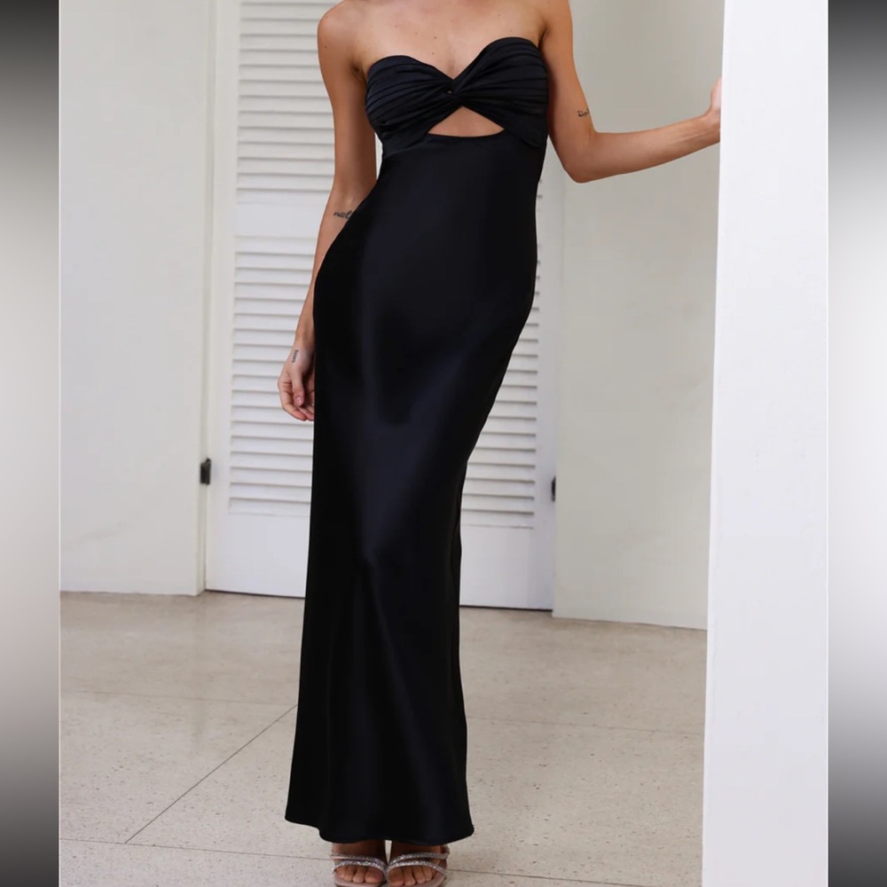 Hello Molly Black Strapless Cut Out Bustier Dress